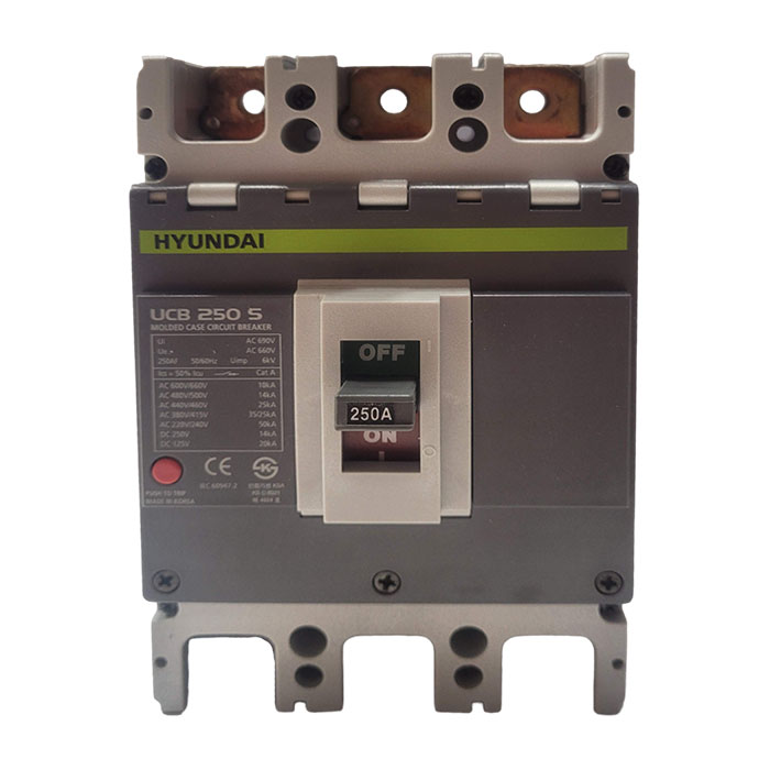 HYUNDAI UCB250-L3PT4250F INTERRUPTOR UCB250 3 POLOS 50kA 380/415V CORRIENTE ALTERNA 200-250A